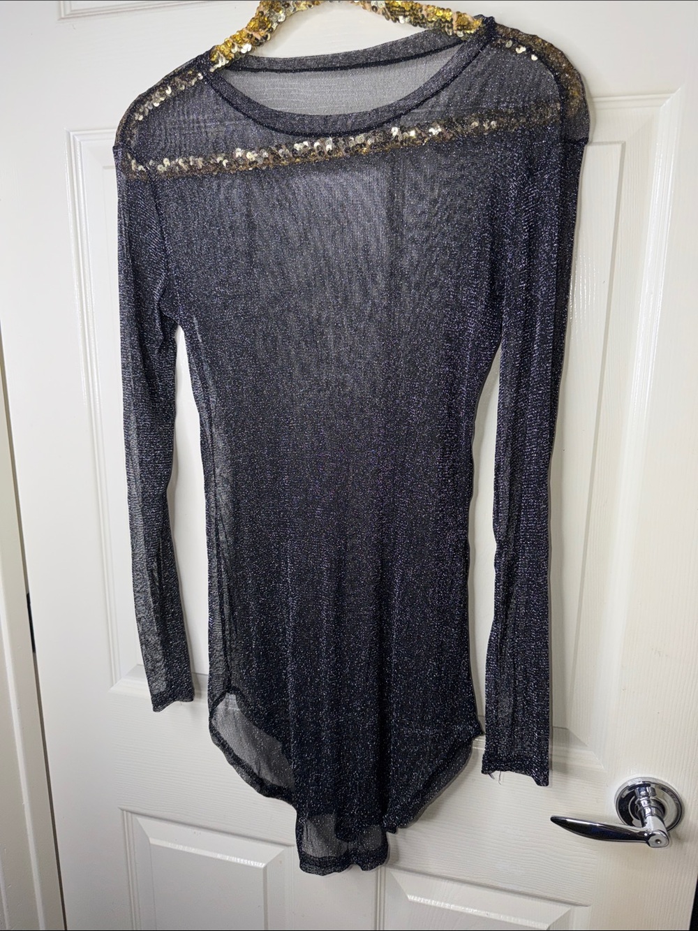 Sheer Black Sparkle Long Sleeve dress - Picture 2 of 4
